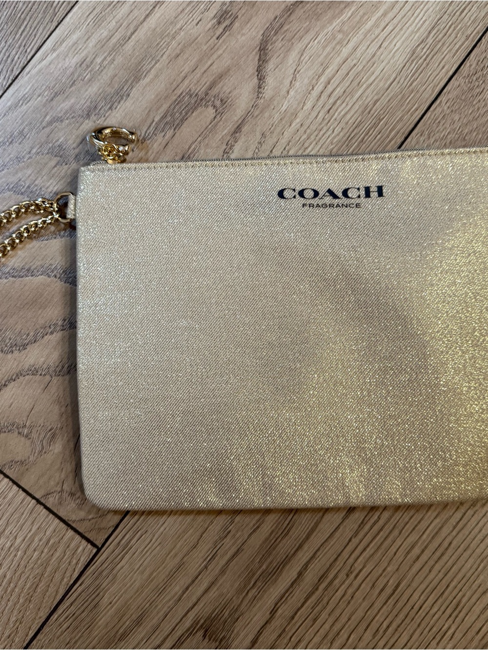 Coach Fragrance Gold Glitter Wristlet Pouch